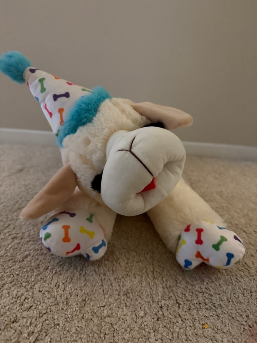 Plush Puppy Party Hat Stuffed Toy - Cream and Multicolor